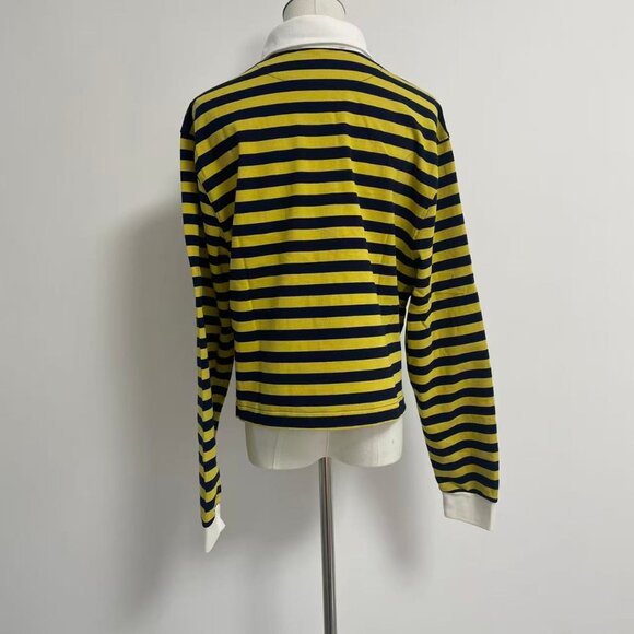 Women’s Blue/yellow striped polo with logo - Picture 10 of 14